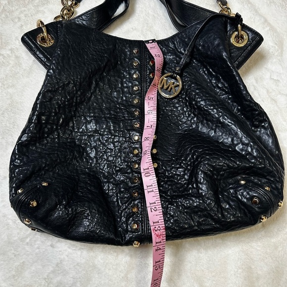 MICHAEL KORS Uptown Astor Black Leather Studded Grommet Shoulder Bag. - Picture 9 of 9